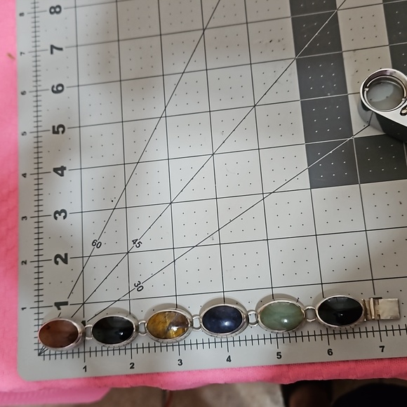 Vintage multi stone sterling bracelet - Picture 4 of 13